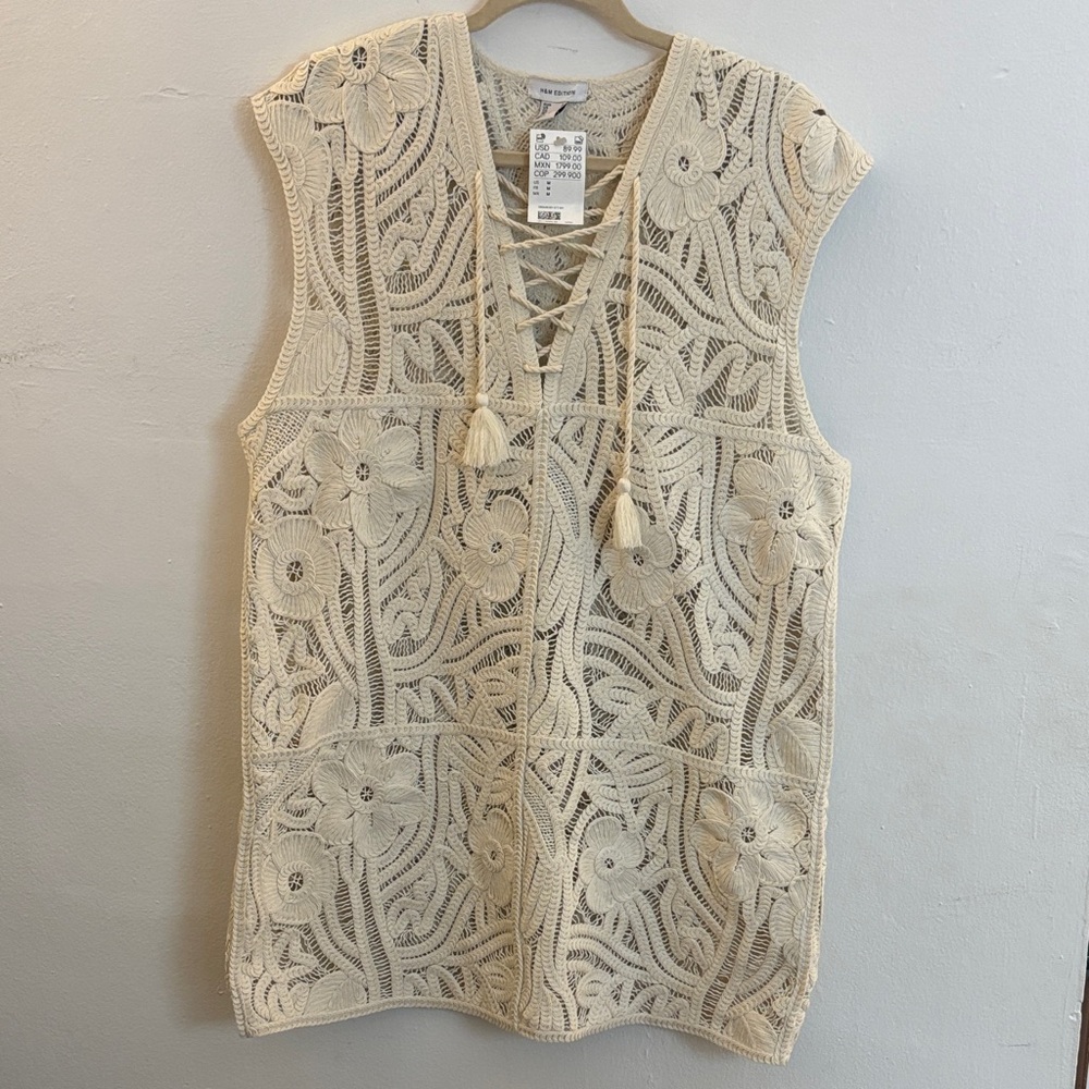 H&M Cream Crochet Dress NWT Sold Out Size medium